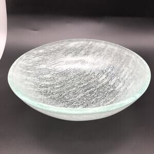 Glass Studio Glass Bowl 8" x 2" Aqua Blue color Used with Defect *READ